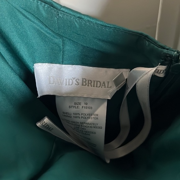 Vintage Strapless David’s Bridal Satin Green Dress - Picture 2 of 9